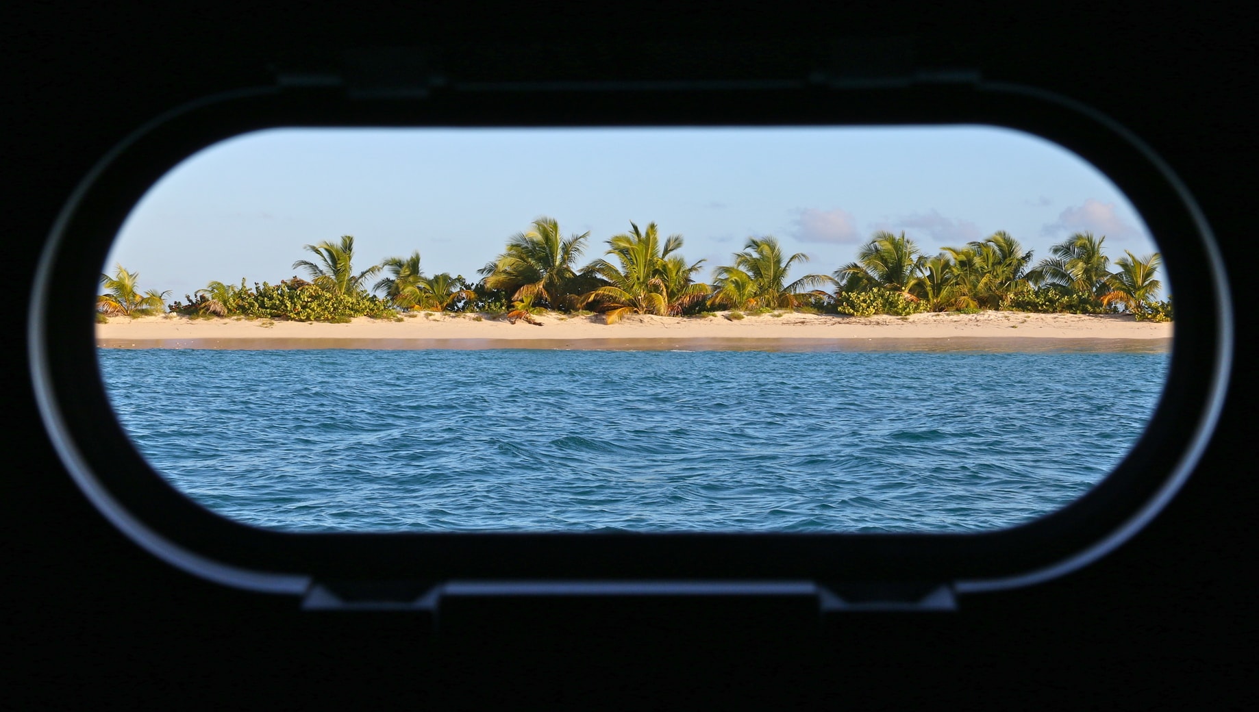 View from cabin window Image of Sandy Island