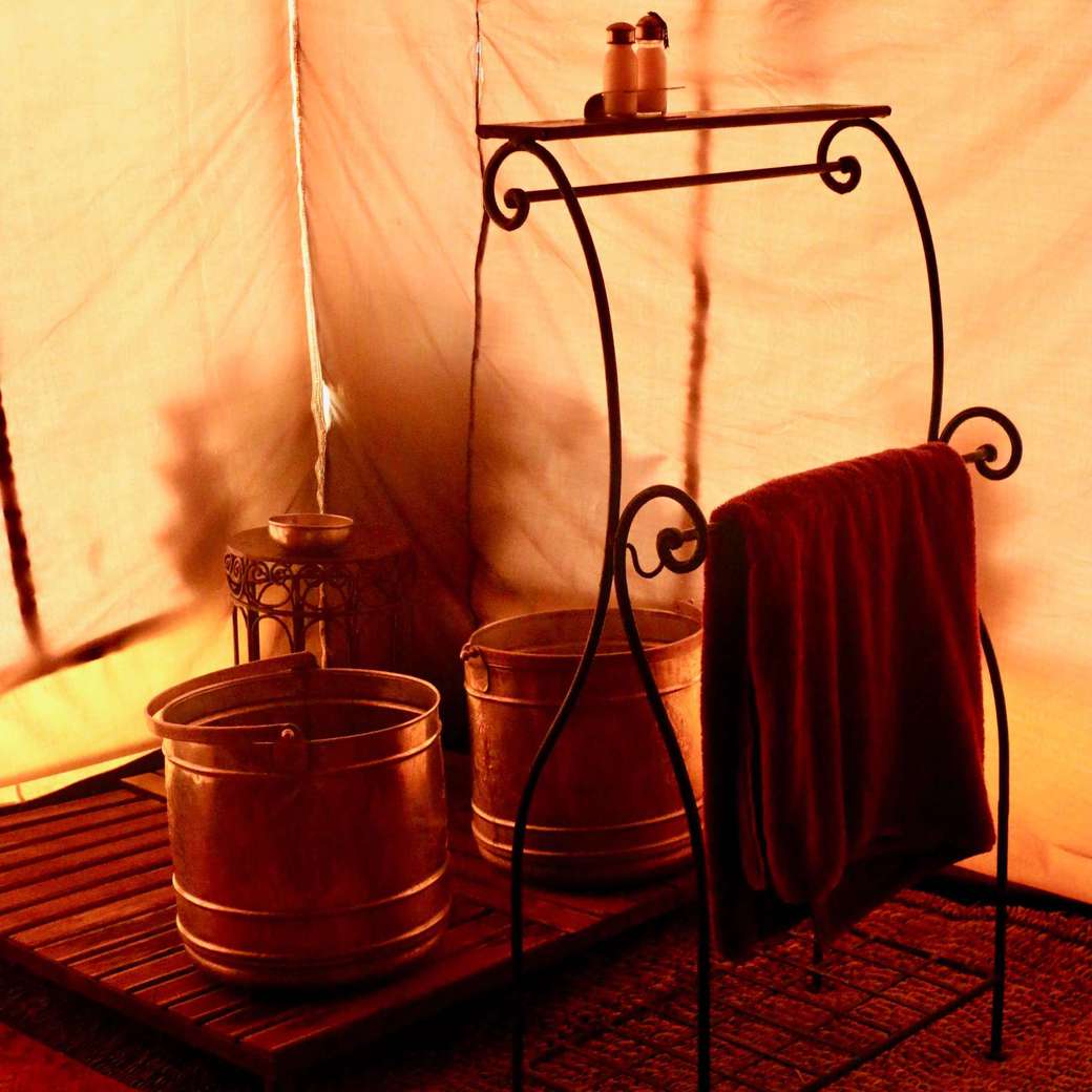 Tent shower Image of tent bathroom