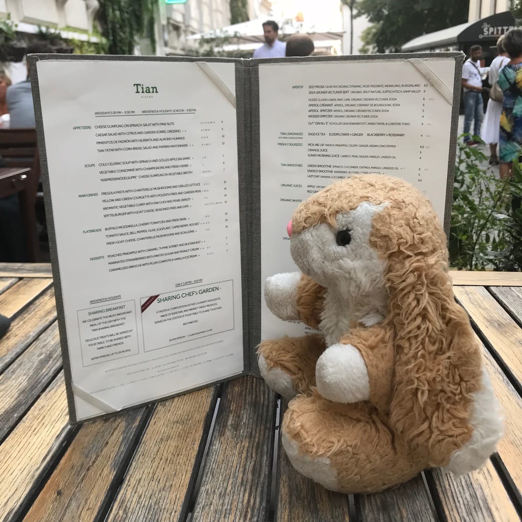 Tian Bistro menu Image of Bunny reading the menu