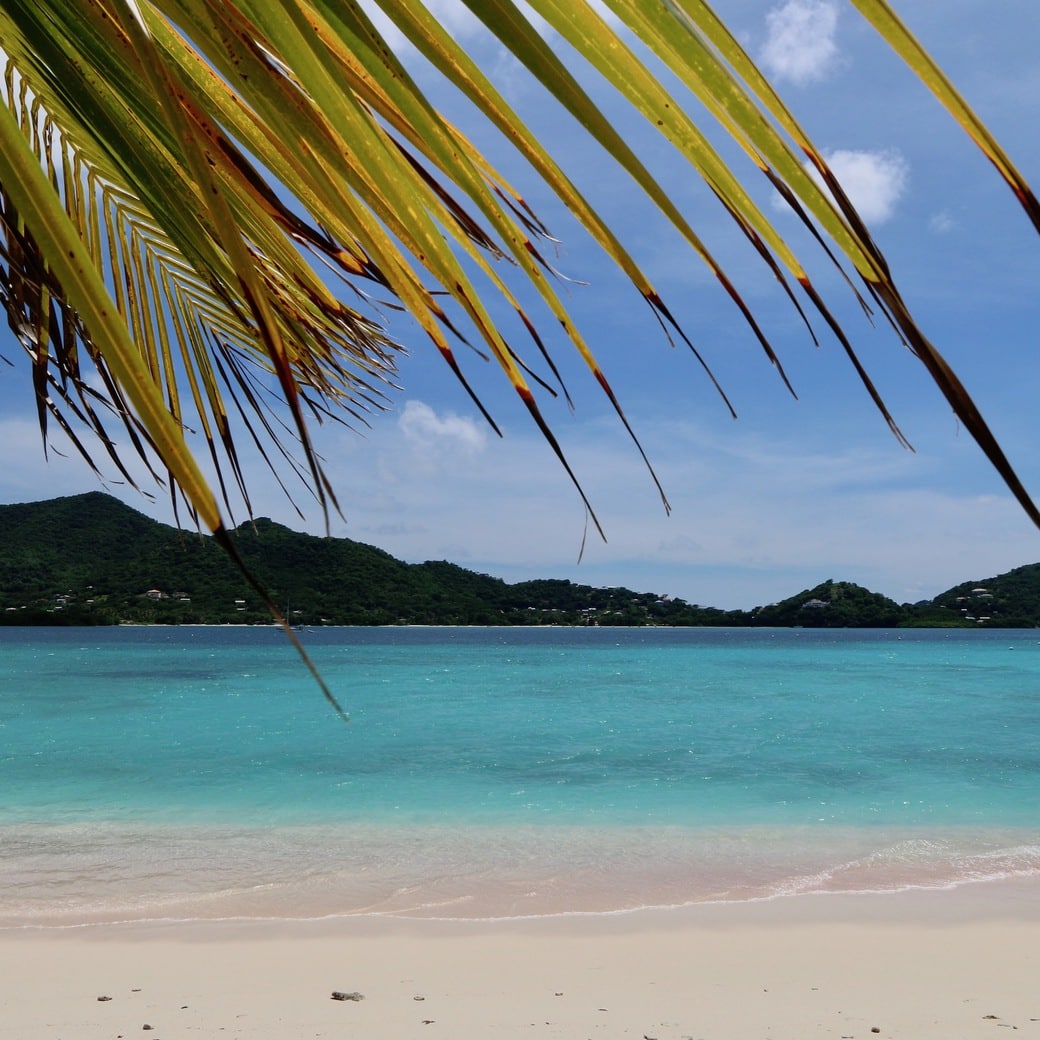 View towards Carriacou Image of Carriacou from Sandy island