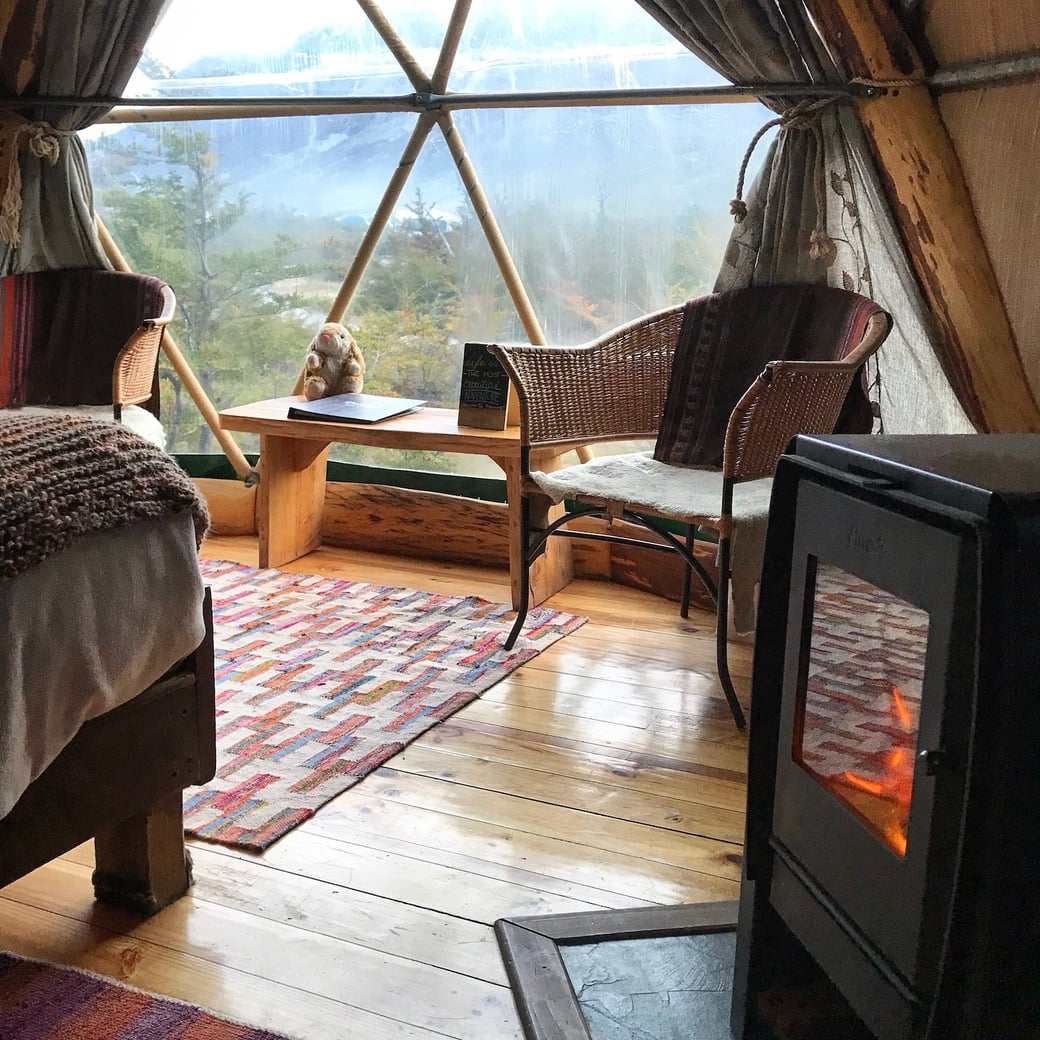 Bunny in Ecocamp Patagonia Image of Bunny in her dome
