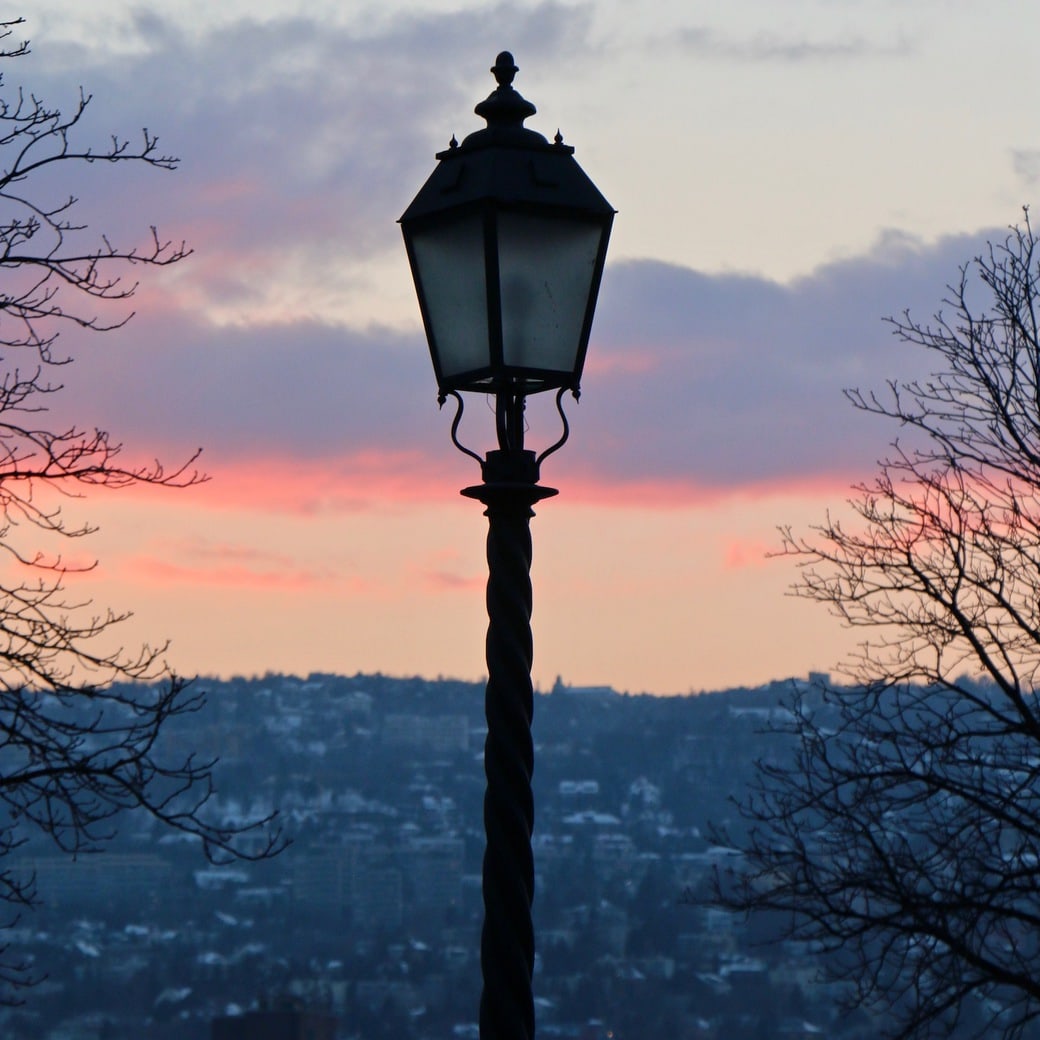 Winter colours Image of Budapest sunset