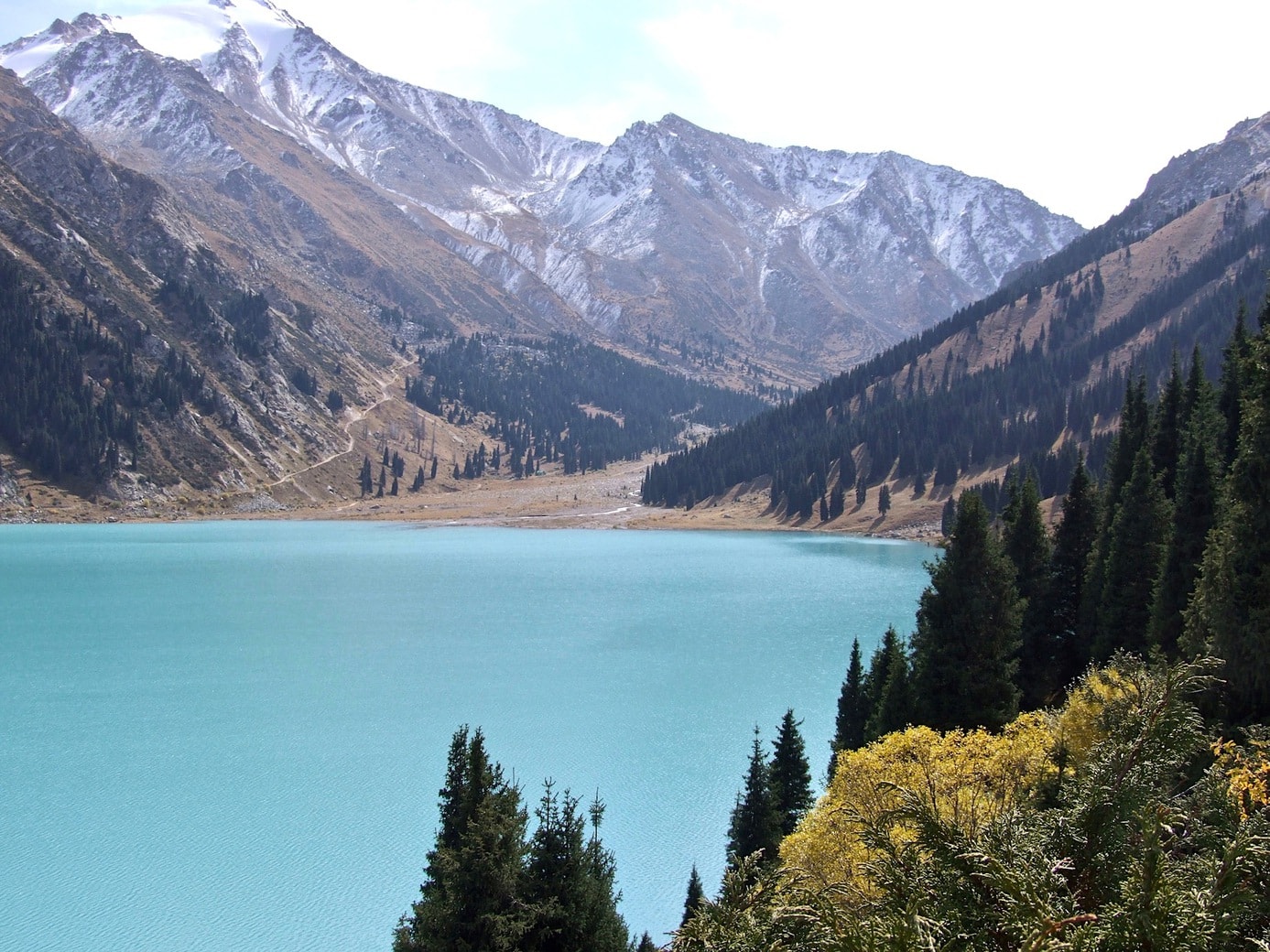 Hiking at Big Almaty Lake Scenery at Big Almaty Lake in Kazakhstan