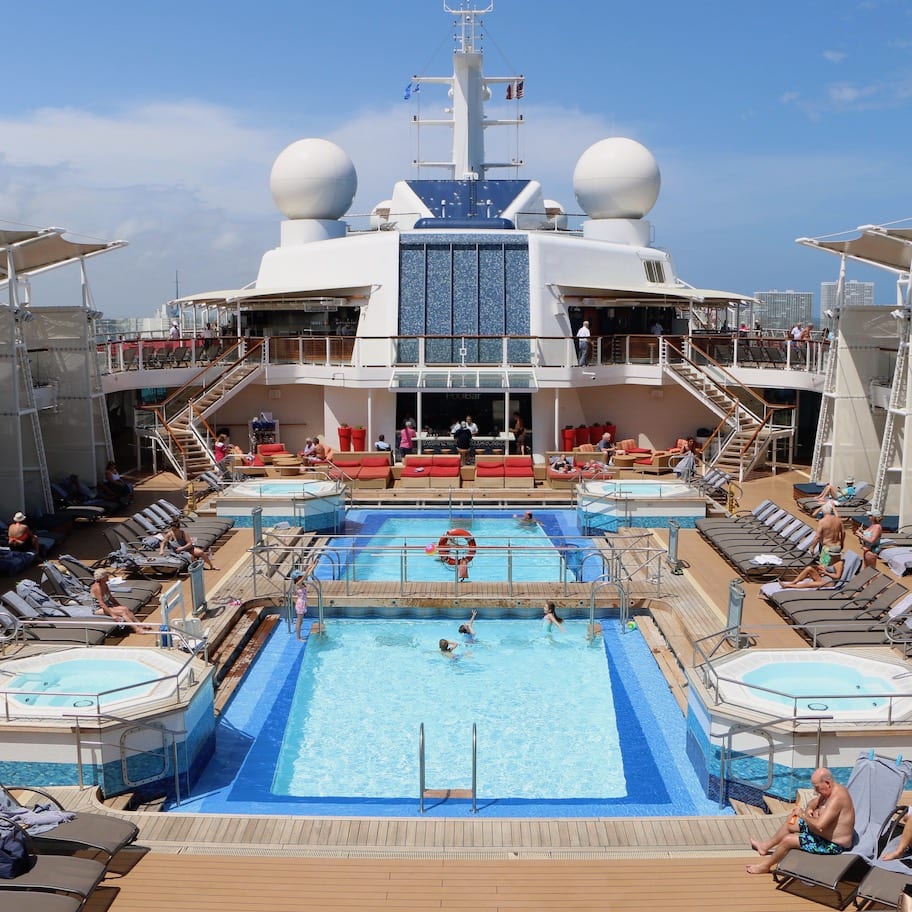 Pool deck in Bermuda Sunny day at poolside