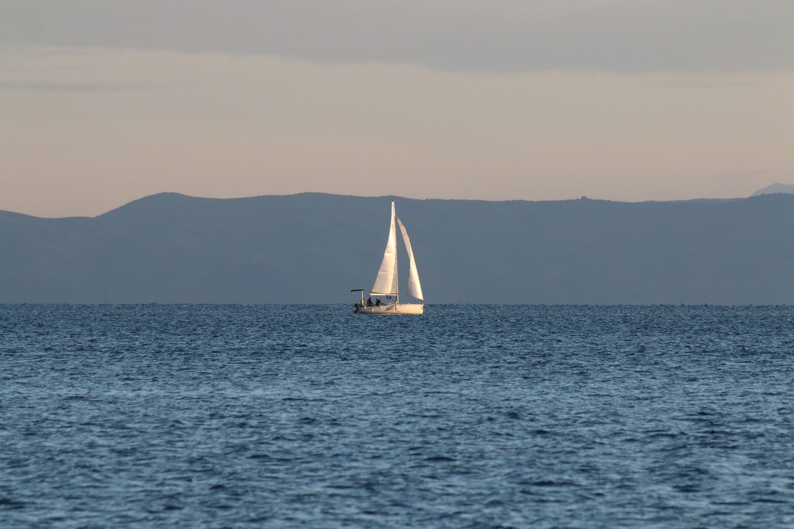 Lake Ohrid Sailboat at sunset