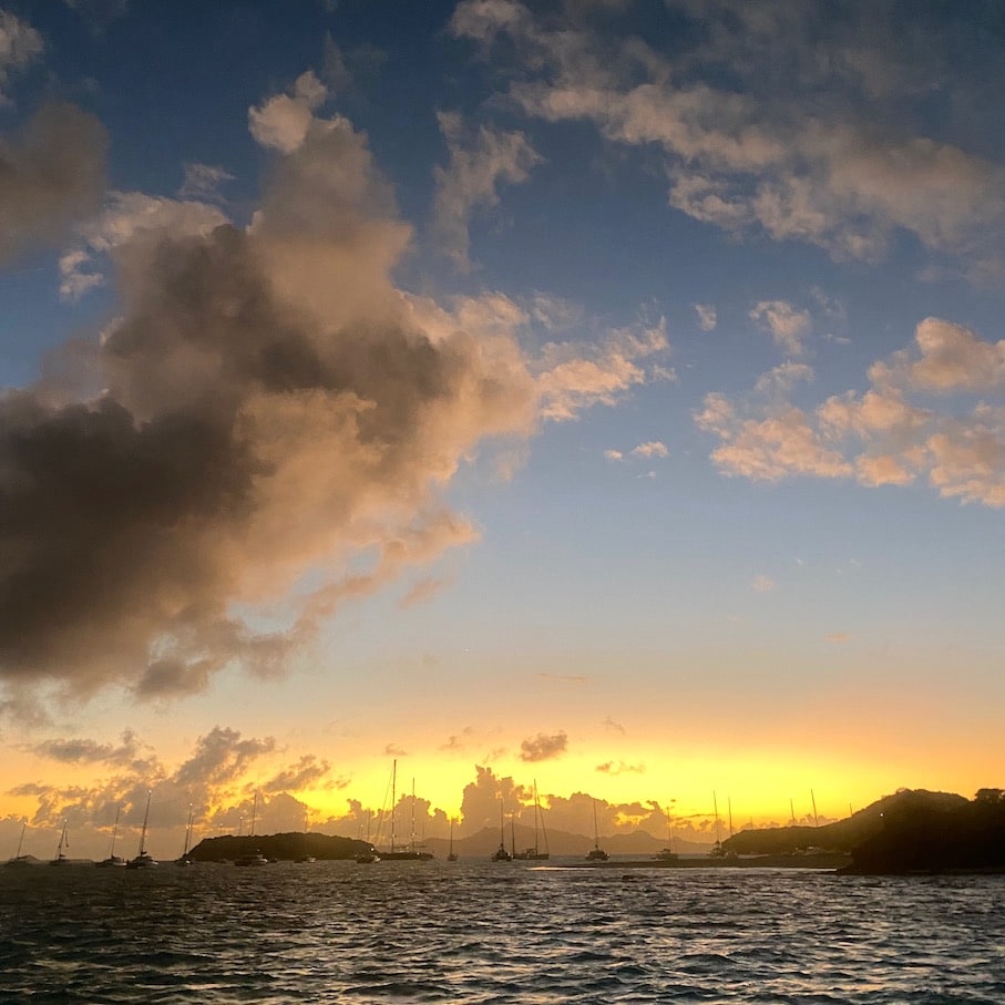 Sunset in the Grenadines Tobago Cays