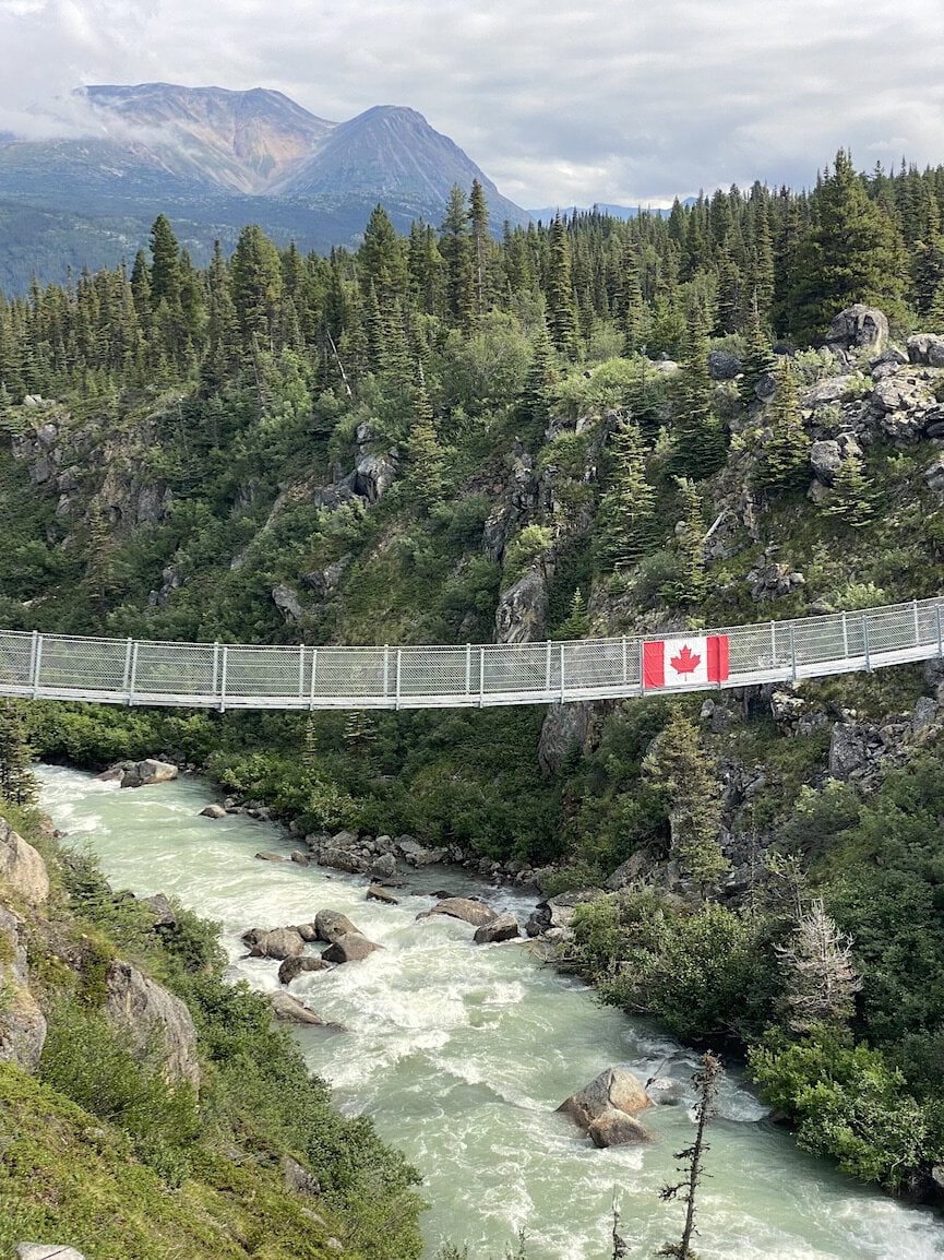 Yukon Suspension Bridge Canadian wilderness