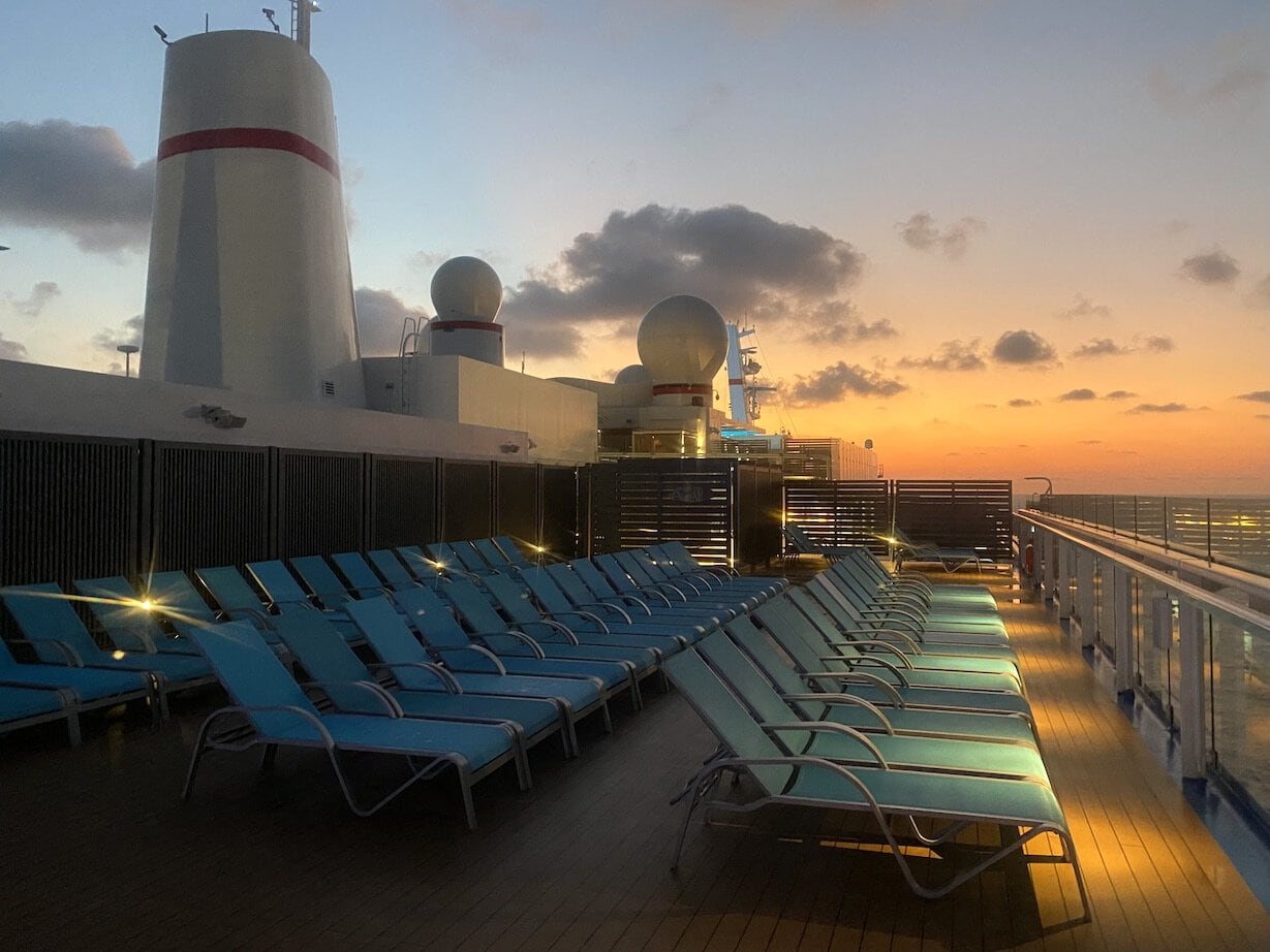 Quiet oboard Sunset at sea
