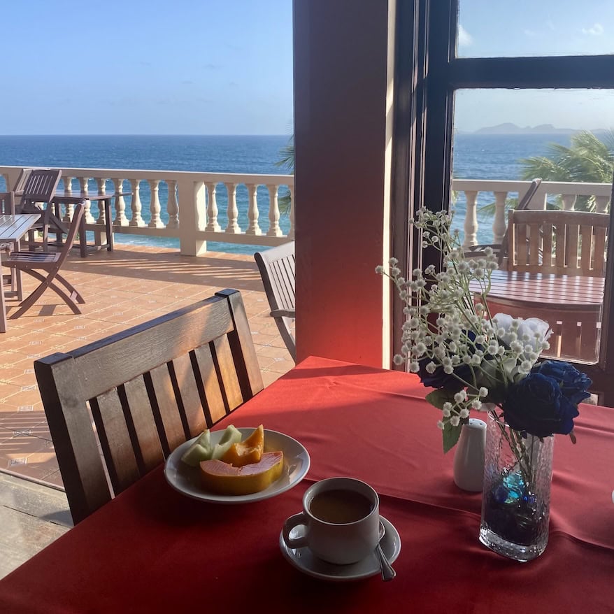 Breakfast setting Breakfast with a view