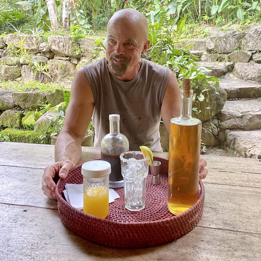Host Jon Jon's home-made rum