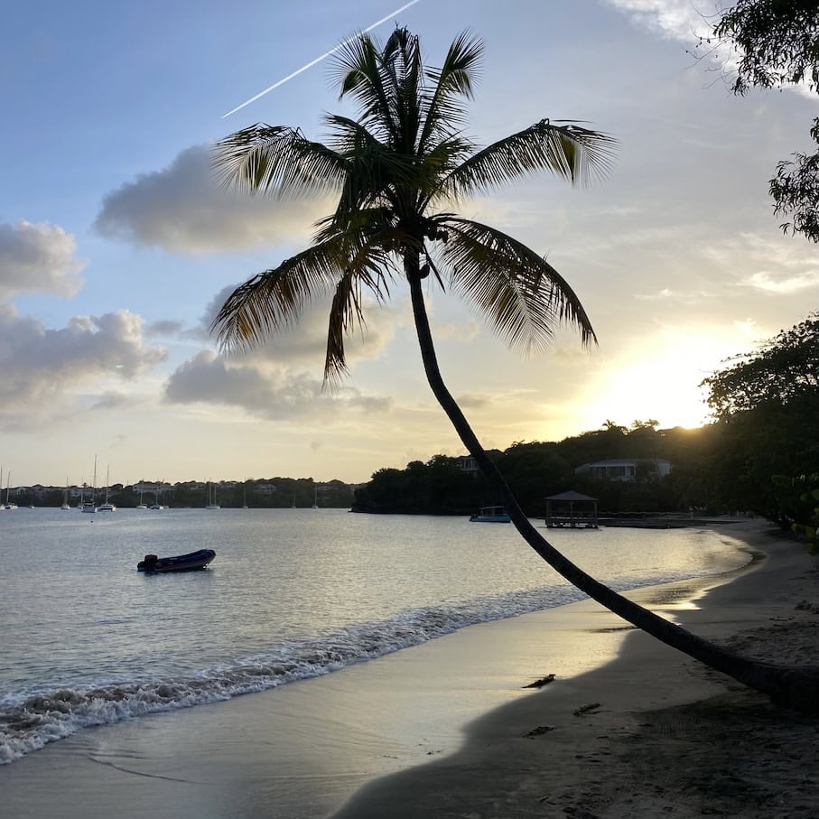 Sunset at the beach Lance Aux Epines beach